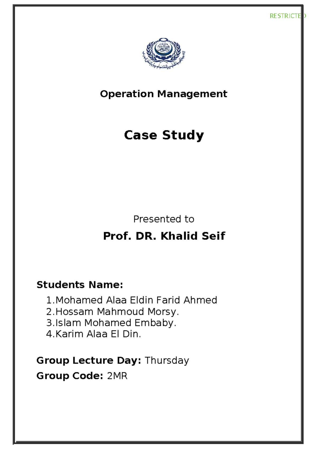 Operations Management Case Study: National Construction Co. 1092024 ...