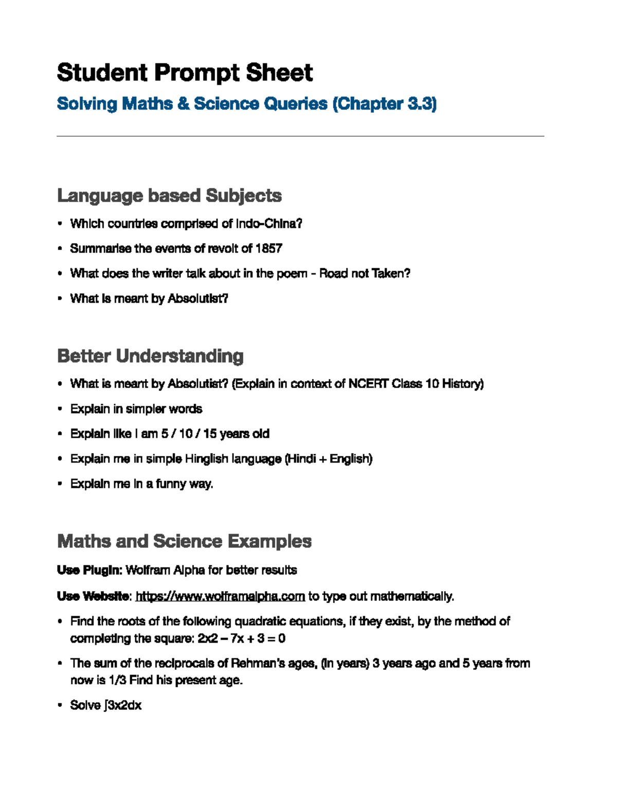 Chat GPT Course Video 13: Maths & Science Queries (Chapter 3.3) - Studocu
