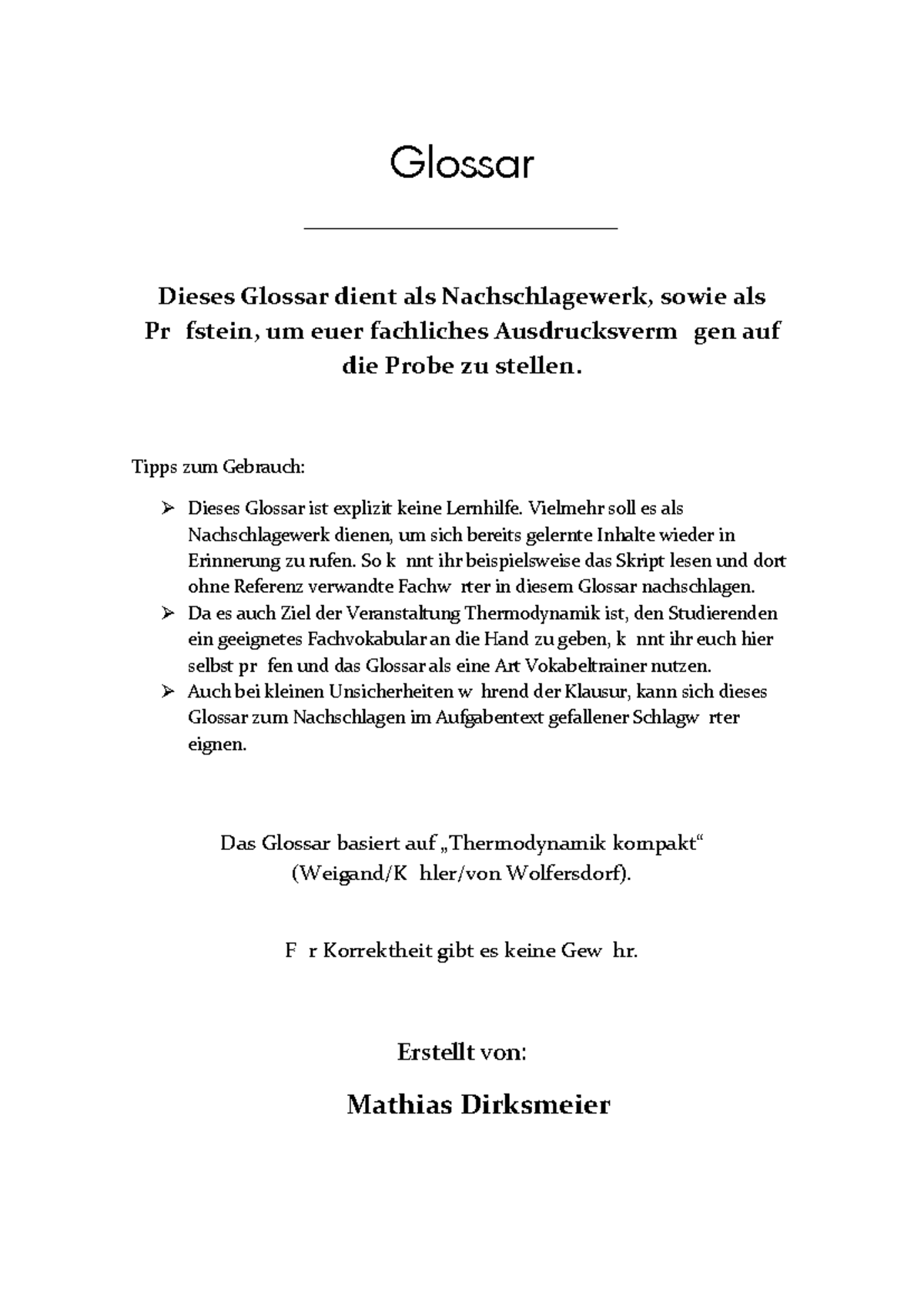 Thermo Glossar für Thermodynamik: Fachbegriffe und Definitionen - Studocu