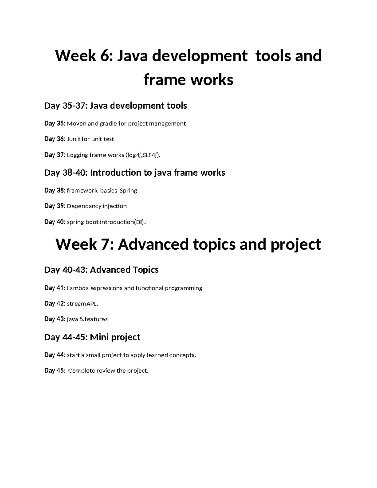 Week 6 - nill - Week 6: Java development tools and frame works Day 35 ...