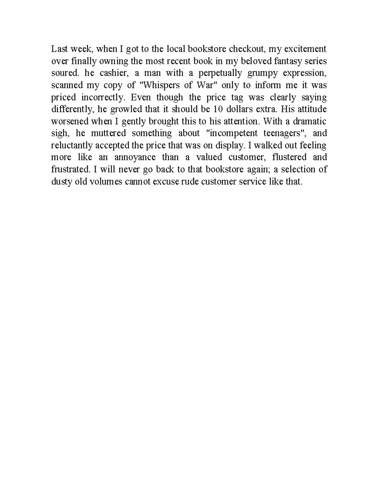 Unit 5 Complaint Analysis - Customer Service Experience Review - Studocu