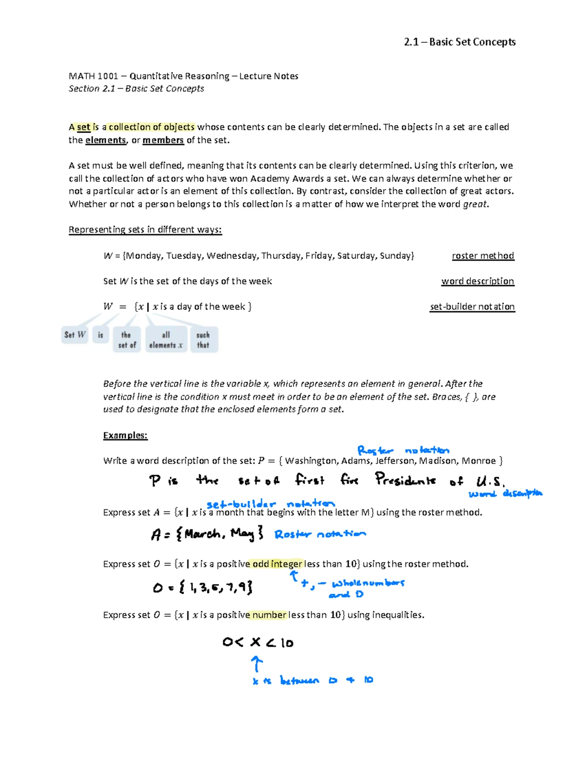 MATH 1001 – Final Exam Lecture Notes: The Fundamental Counting ...