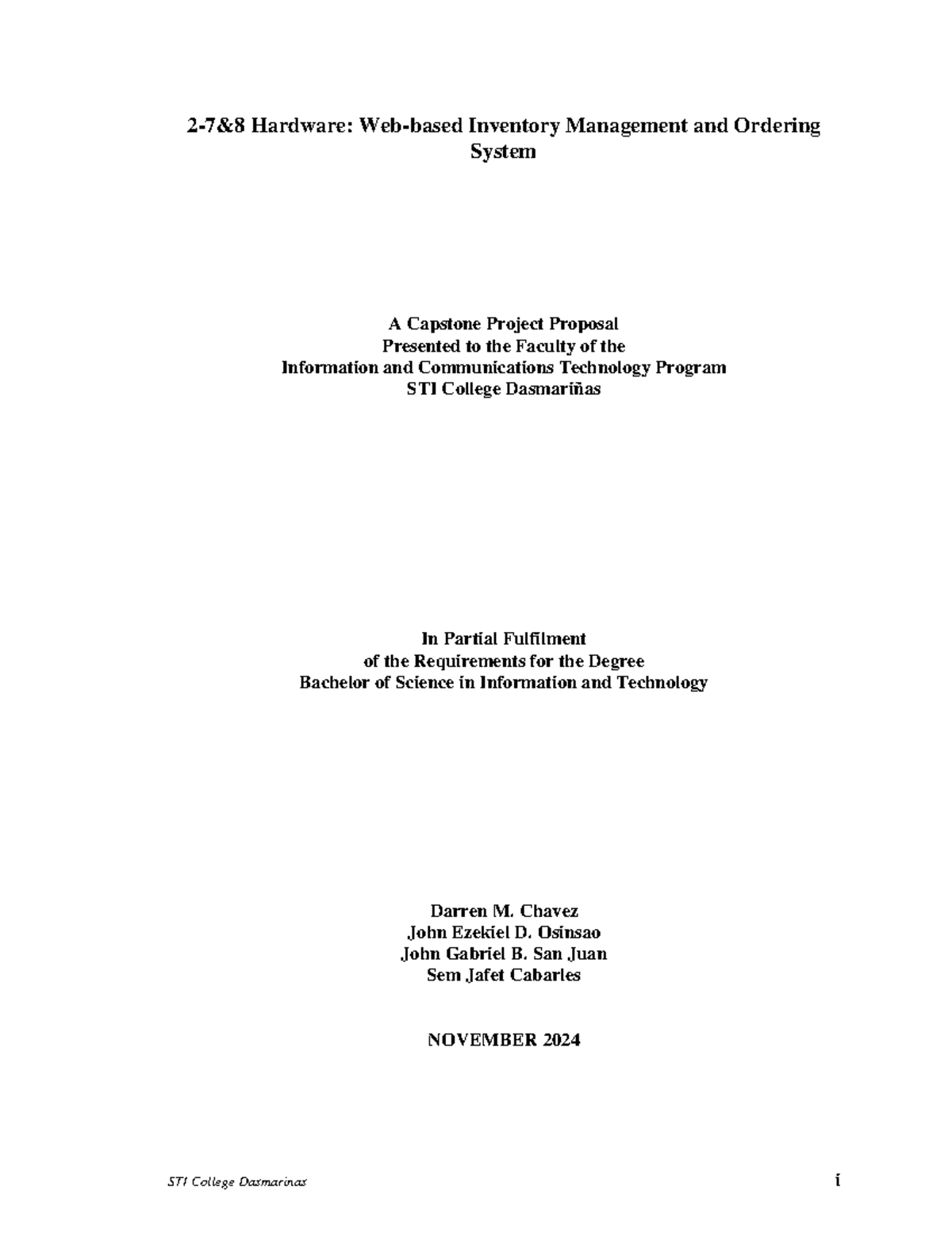 2-7&8 Hardware: Web-Based Inventory Management Capstone Project - Studocu