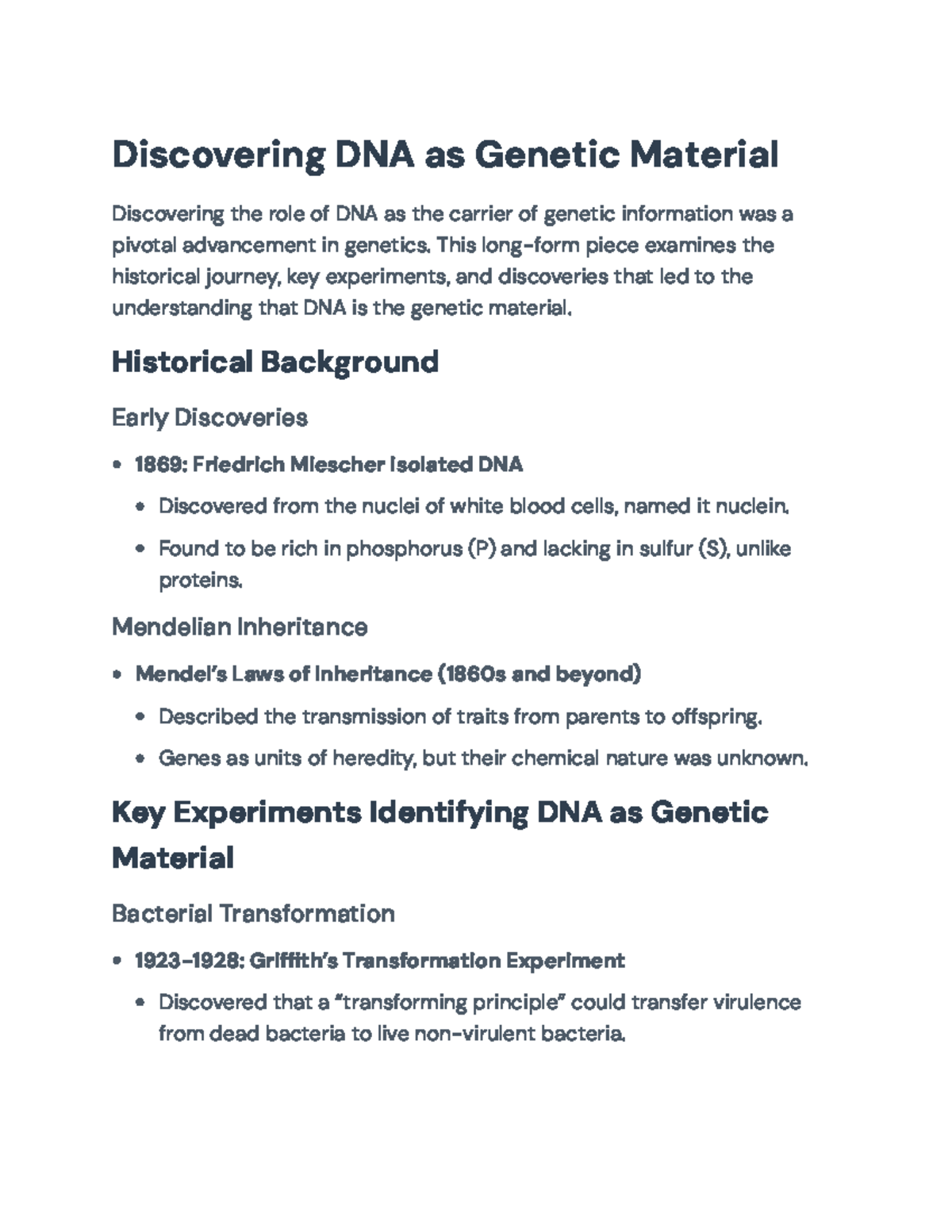 Exploring DNA: Historical Insights and Its Role in Genetics ...