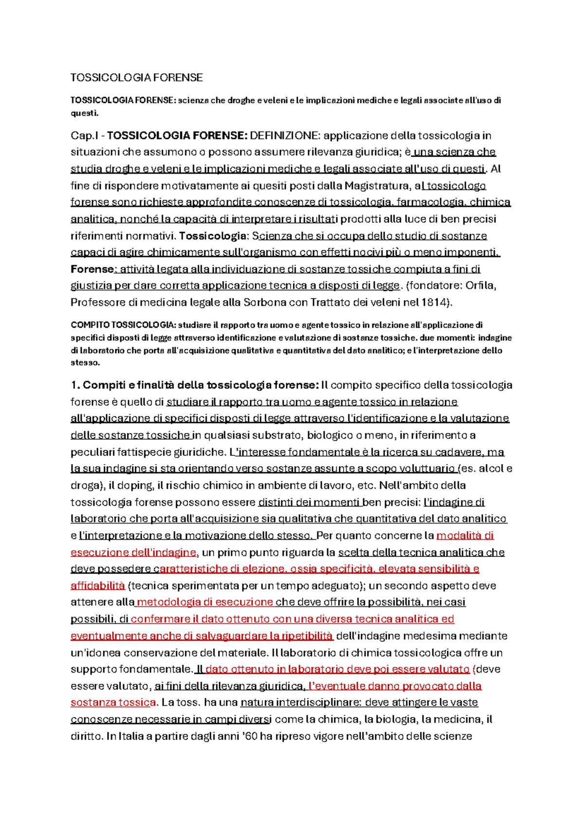 Tossicologia Forense: Concetti e Applicazioni Legali in Medicina - Document Preview
