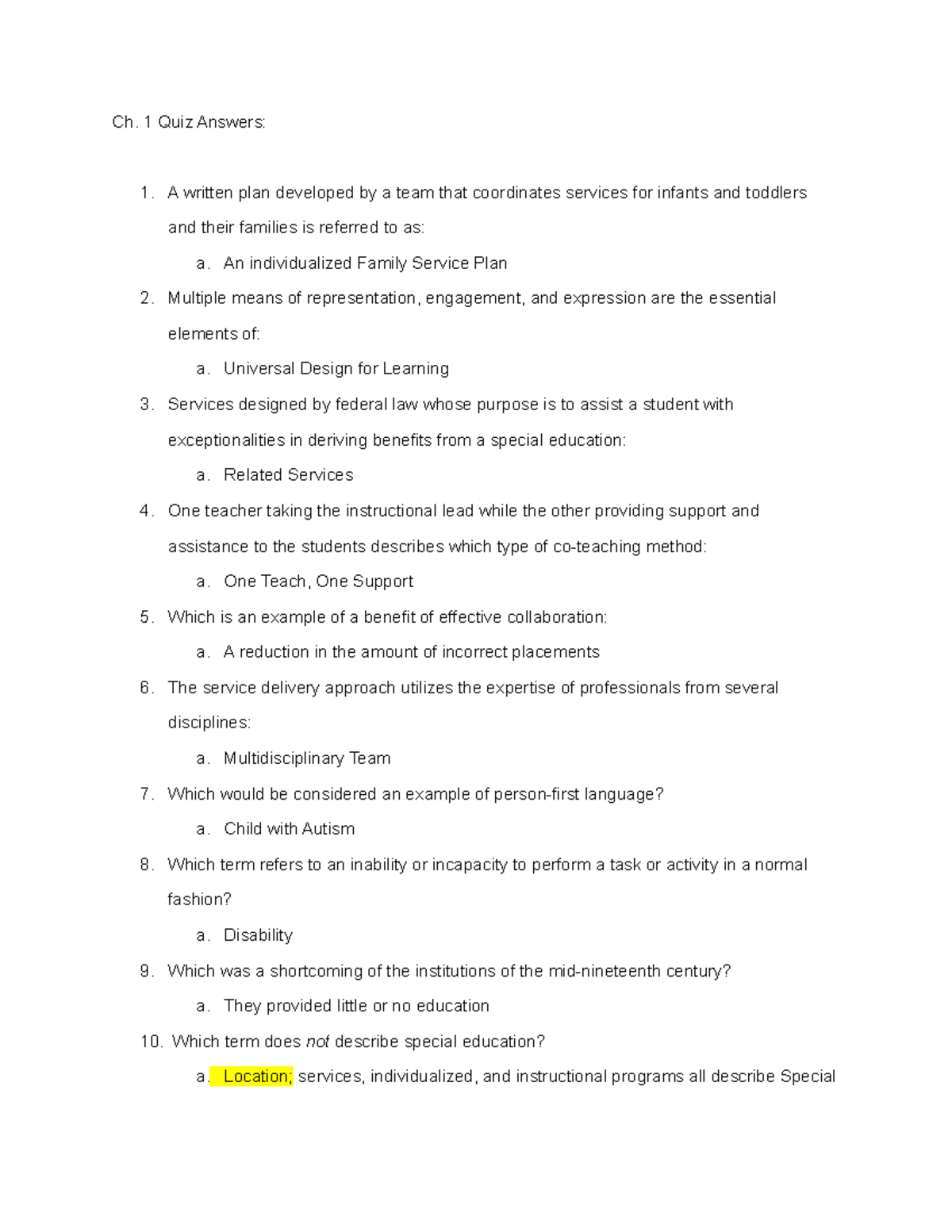 CEP240 Chapter 1 Quiz: Answers & Key Concepts Explained - Studocu