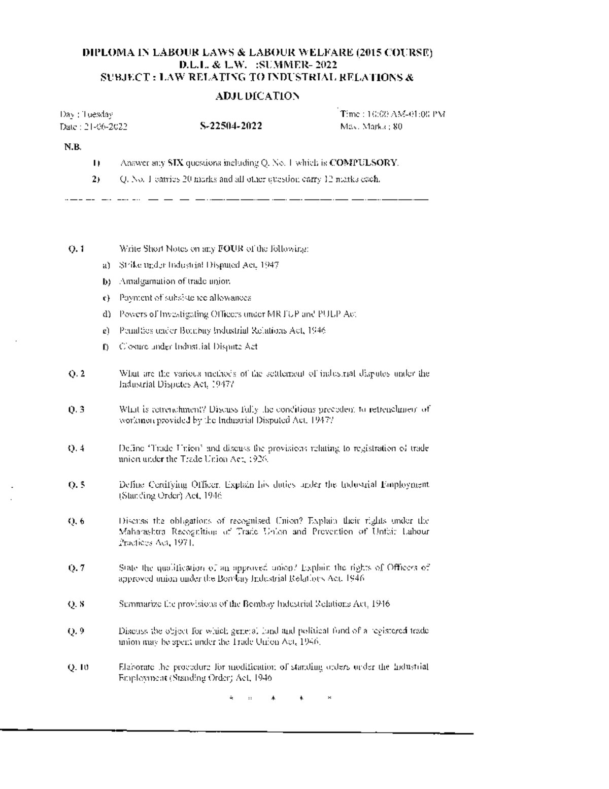 D.L.L. L.W. 2022: Law Relating to Industrial Relations Adjudication ...