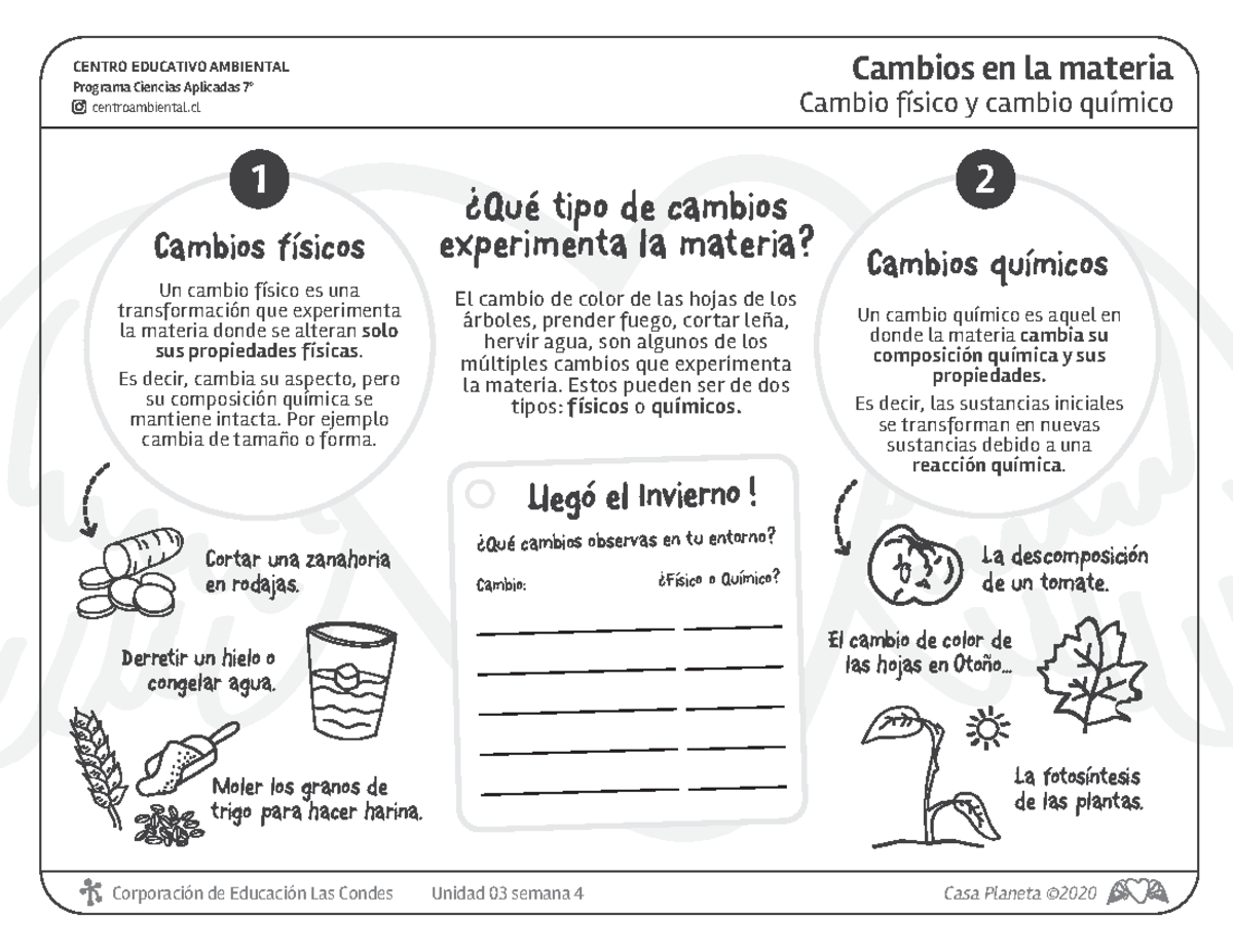 7mo Cambios Físicos y Químicos en la Materia - Unidad 03 Semana 4 - Studocu, image size:1200x927