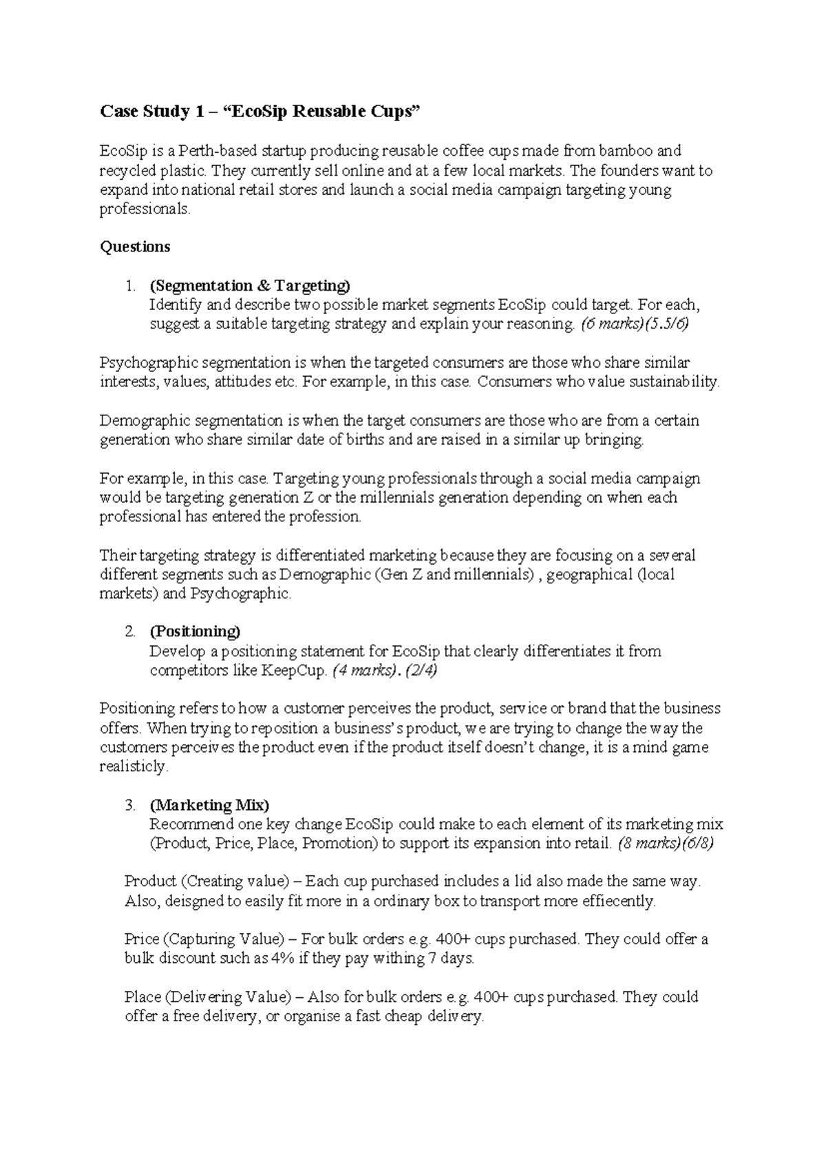 Exam Practice: Case Studies Analysis and Marketing Strategies - Studocu