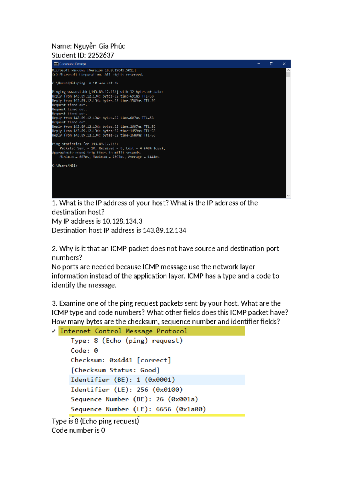 Lab 6 Summary on ICMP and IP Addresses in Computer Networks (CO3093) -  Studocu