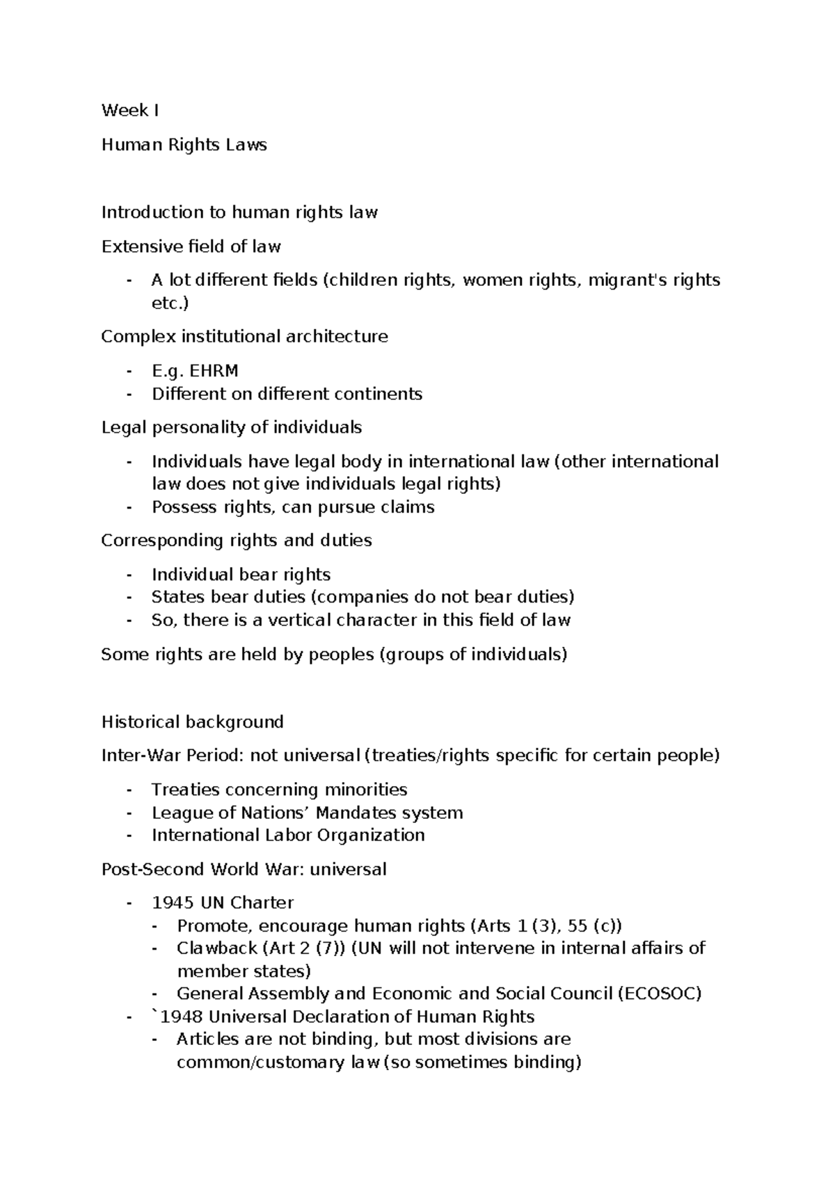 Public International Law: Overview of Human Rights and Legal Frameworks ...