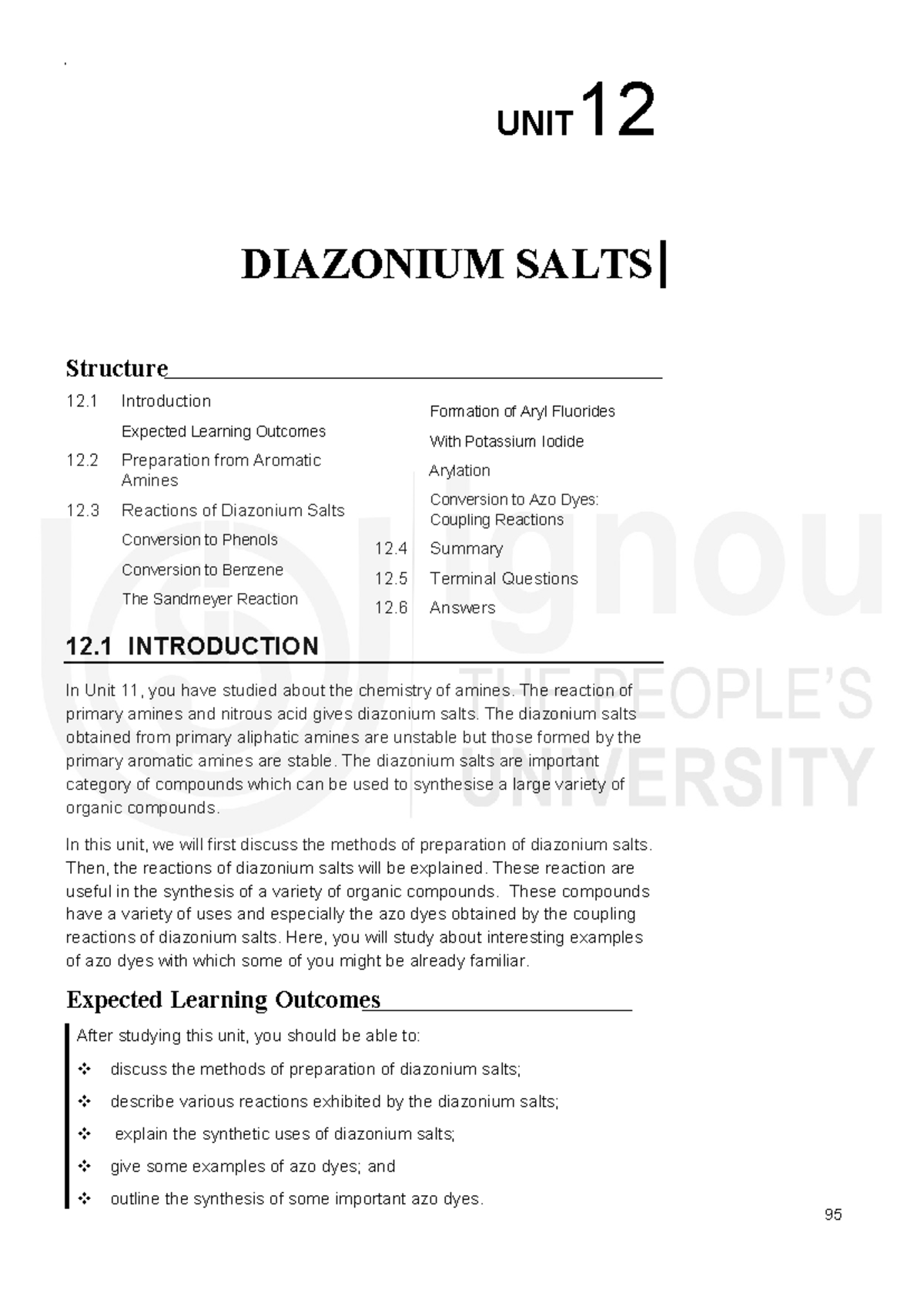 Unit 12: Diazonium Salts - Preparation and Reactions Overview - Studocu