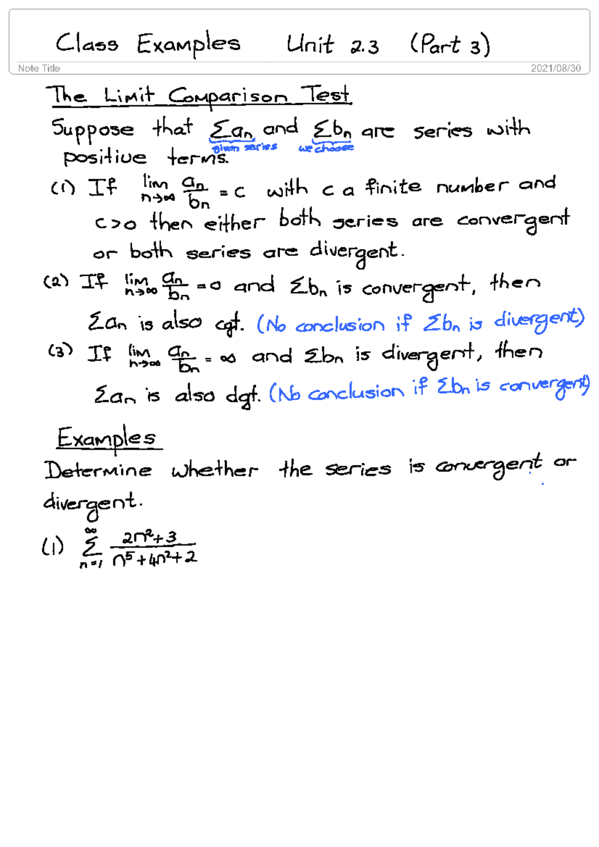 Class Examples Unit 2.3 (Part 3) - Class Examples Unit 2 (Part 3) Note ...
