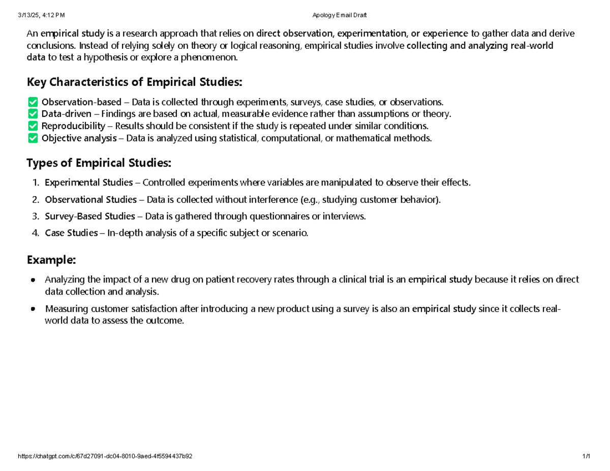 Empirical Evidence Examples In Real Life