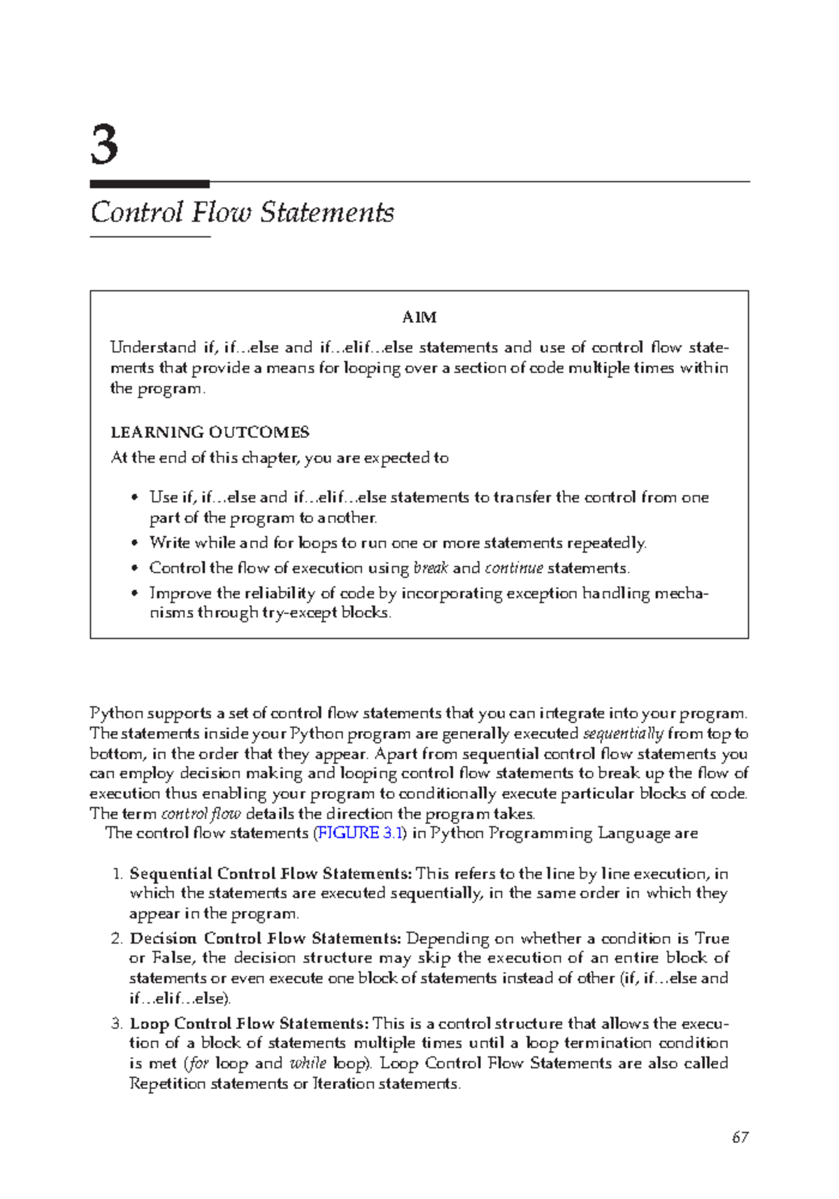 Python Programming (CS101) Chapter 3: Control Flow Statements - Studocu