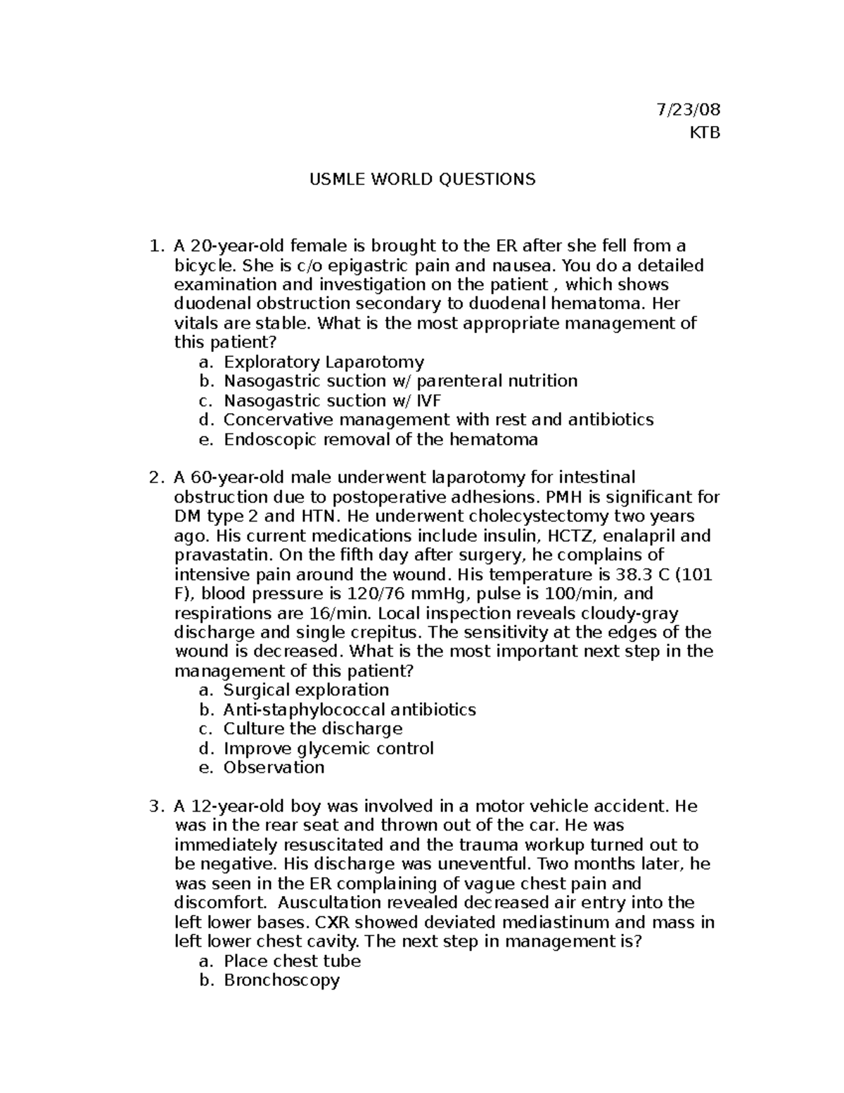 Usmle World - LMCC practice questions for med school - 7/23/ KTB USMLE ...