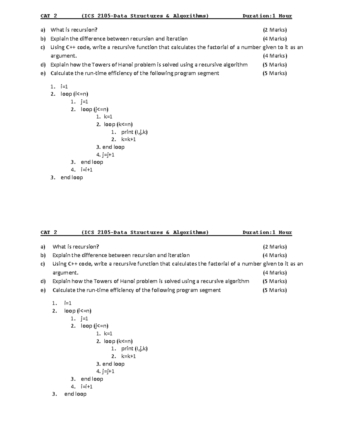 ICS 2105 CAT 2 - revision material..CAT - CAT 2 (ICS 2105-Data ...