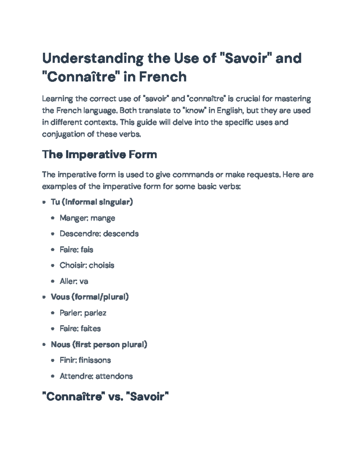 Understanding "Savoir" vs "Connaître" in French - Key Differences - Studocu