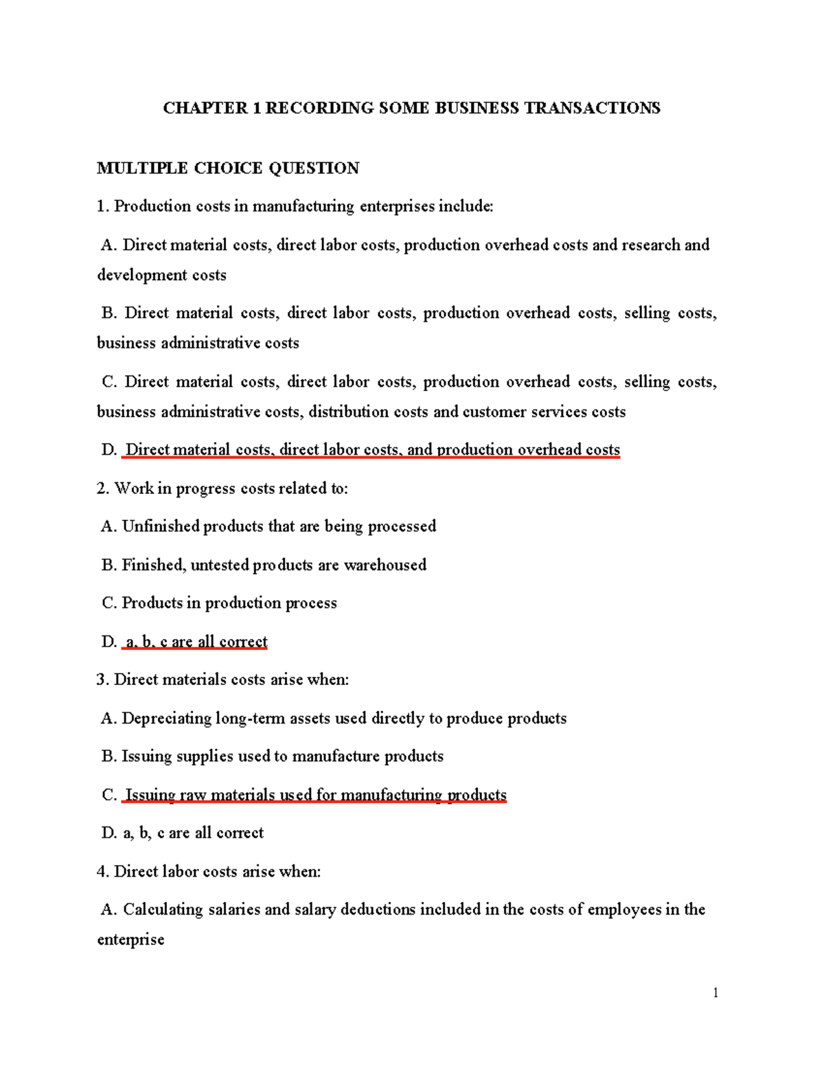 CHAPTER 1: BUSINESS TRANSACTIONS MULTIPLE CHOICE QUESTIONS (MCQ) - Studocu