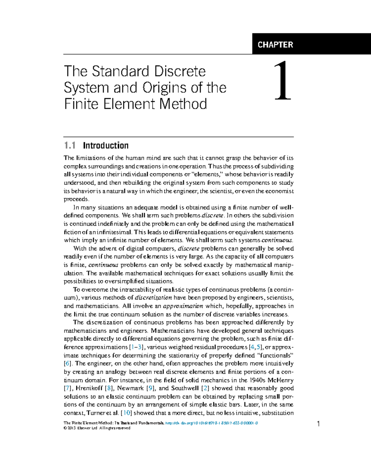 CHAPTER 1: The Standard Discrete System & Origins of FEM (2013) - Studocu