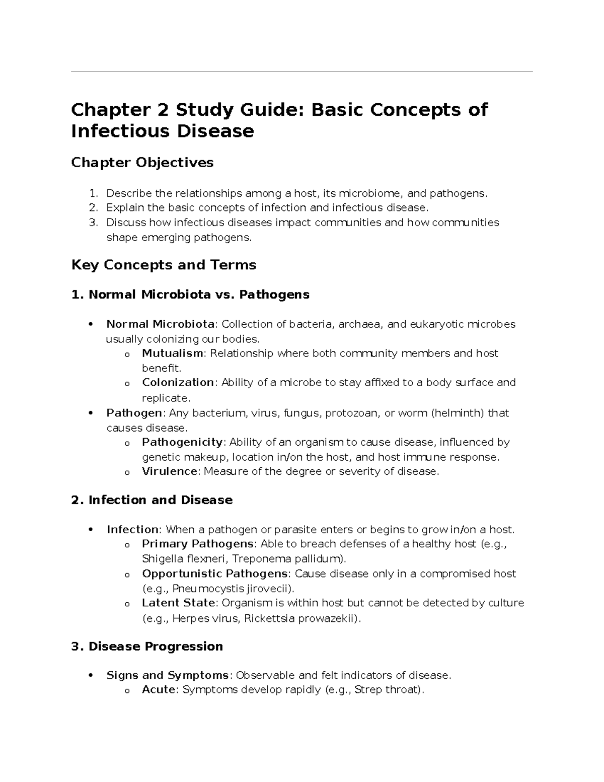 Chapter 2 Study Guide: Understanding Infectious Disease Concepts - Studocu