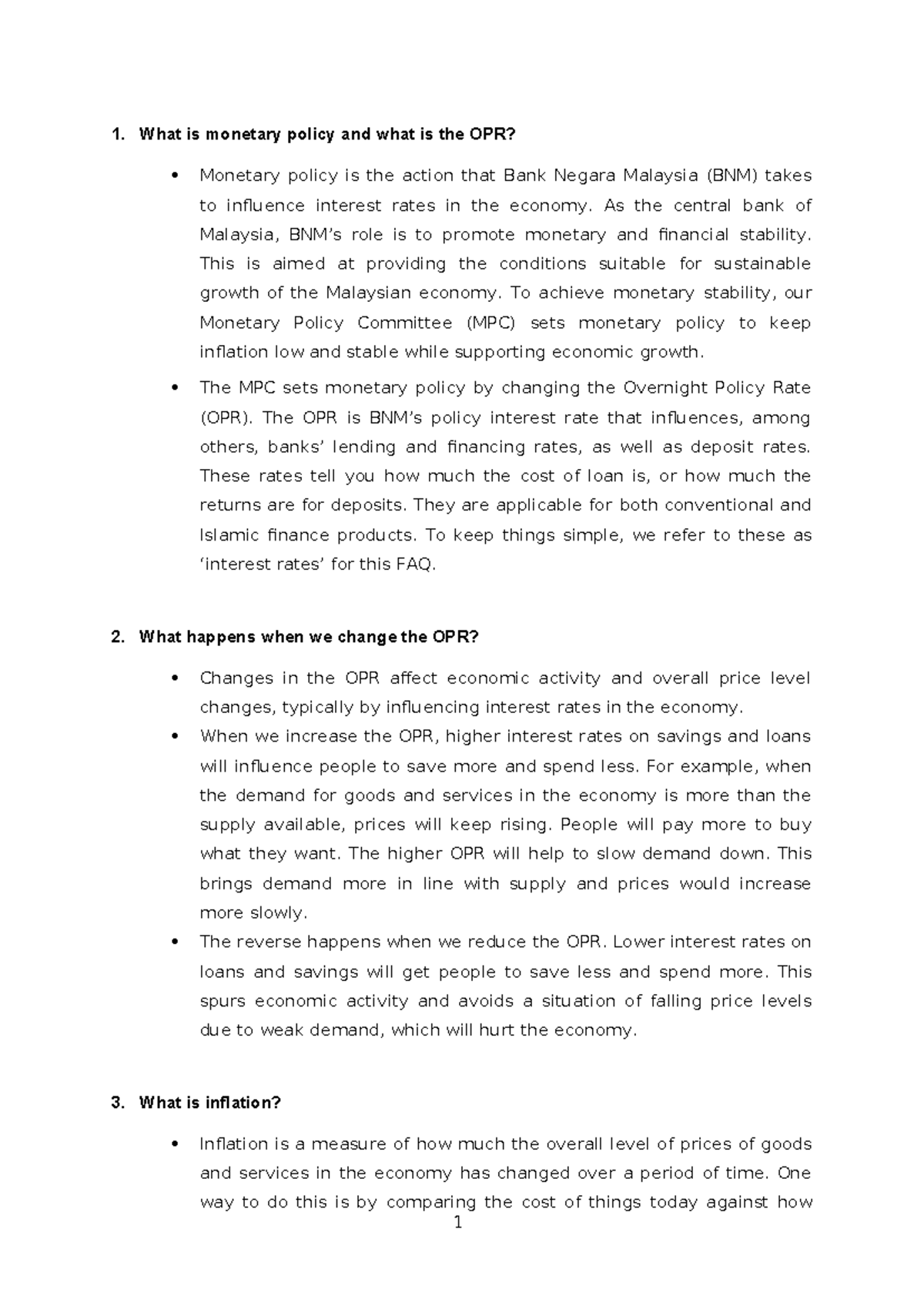 Monetary Policy Insights: OPR and SRR Explained in Detail - Studocu