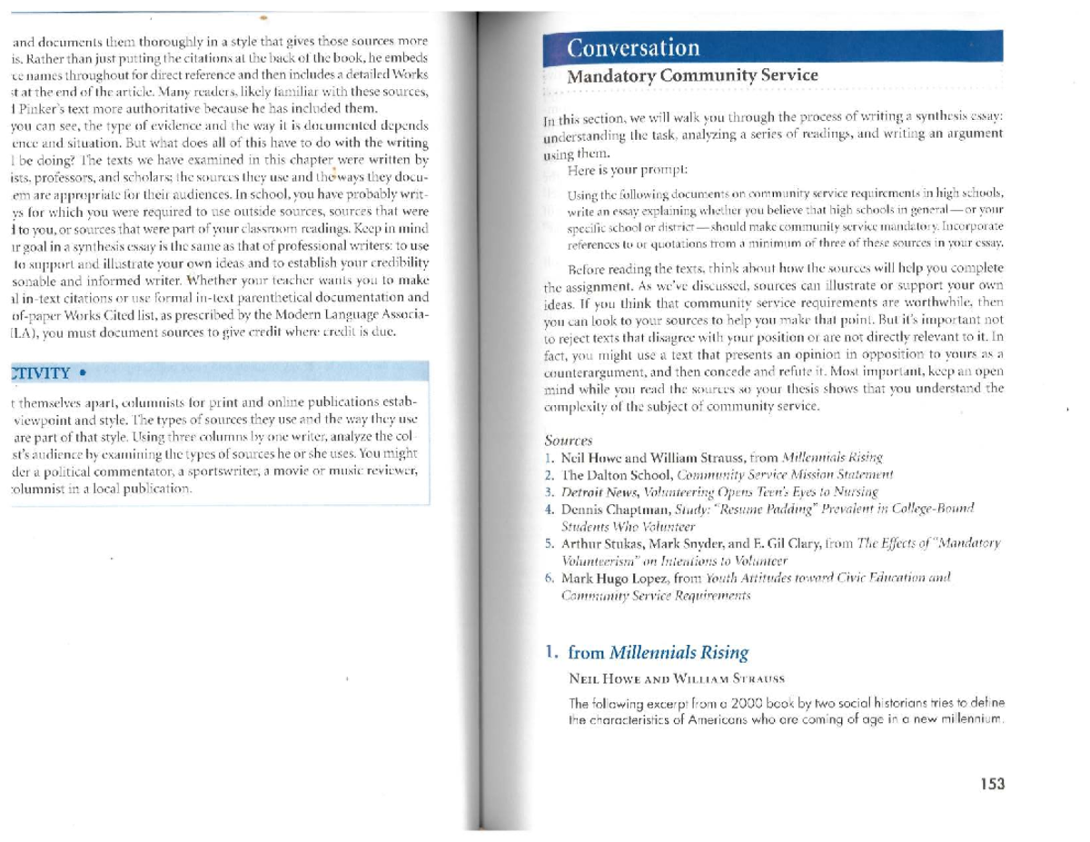 Synthesis Essay on Community Service Requirements in High Schools (ENG ...