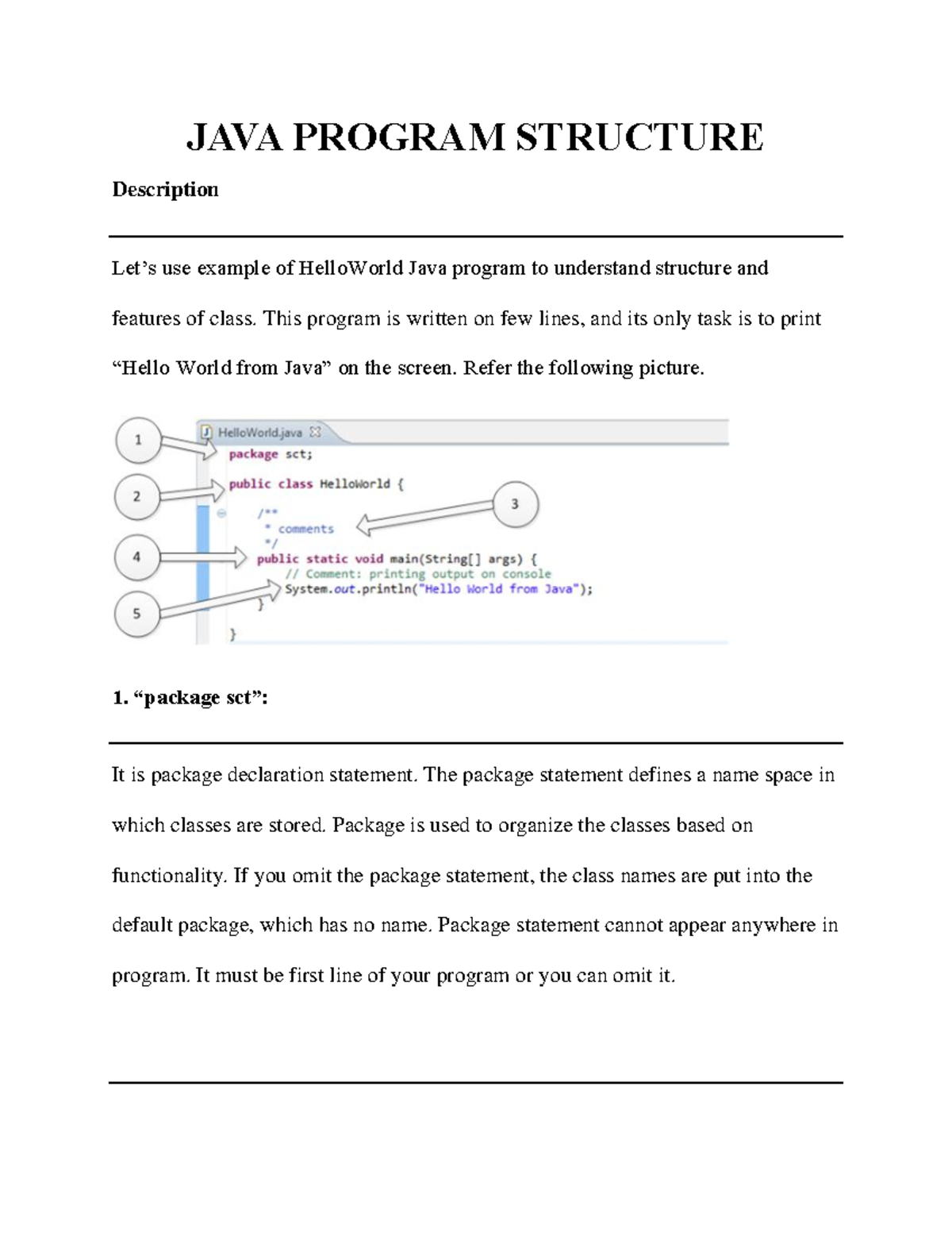 Java Program Structure: Understanding HelloWorld Example - Studocu