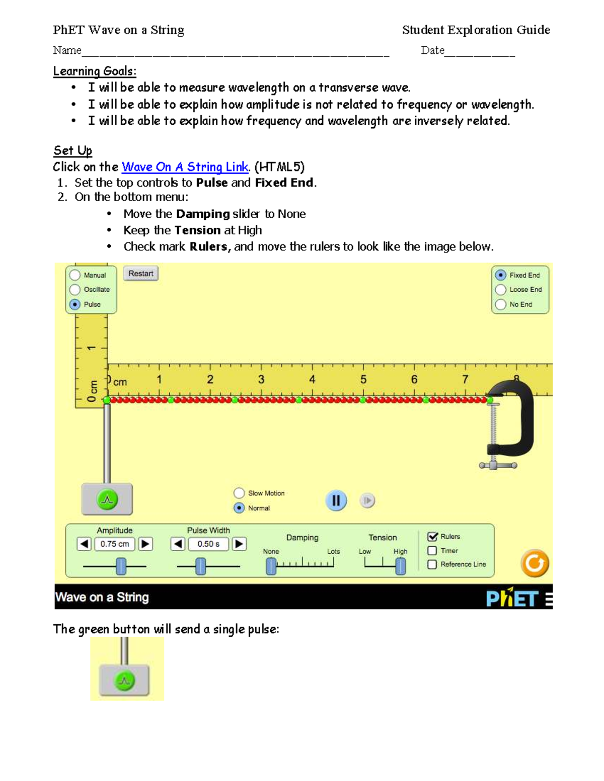 Waves on a String PhET Exploration Guide: Understanding Amplitude ...
