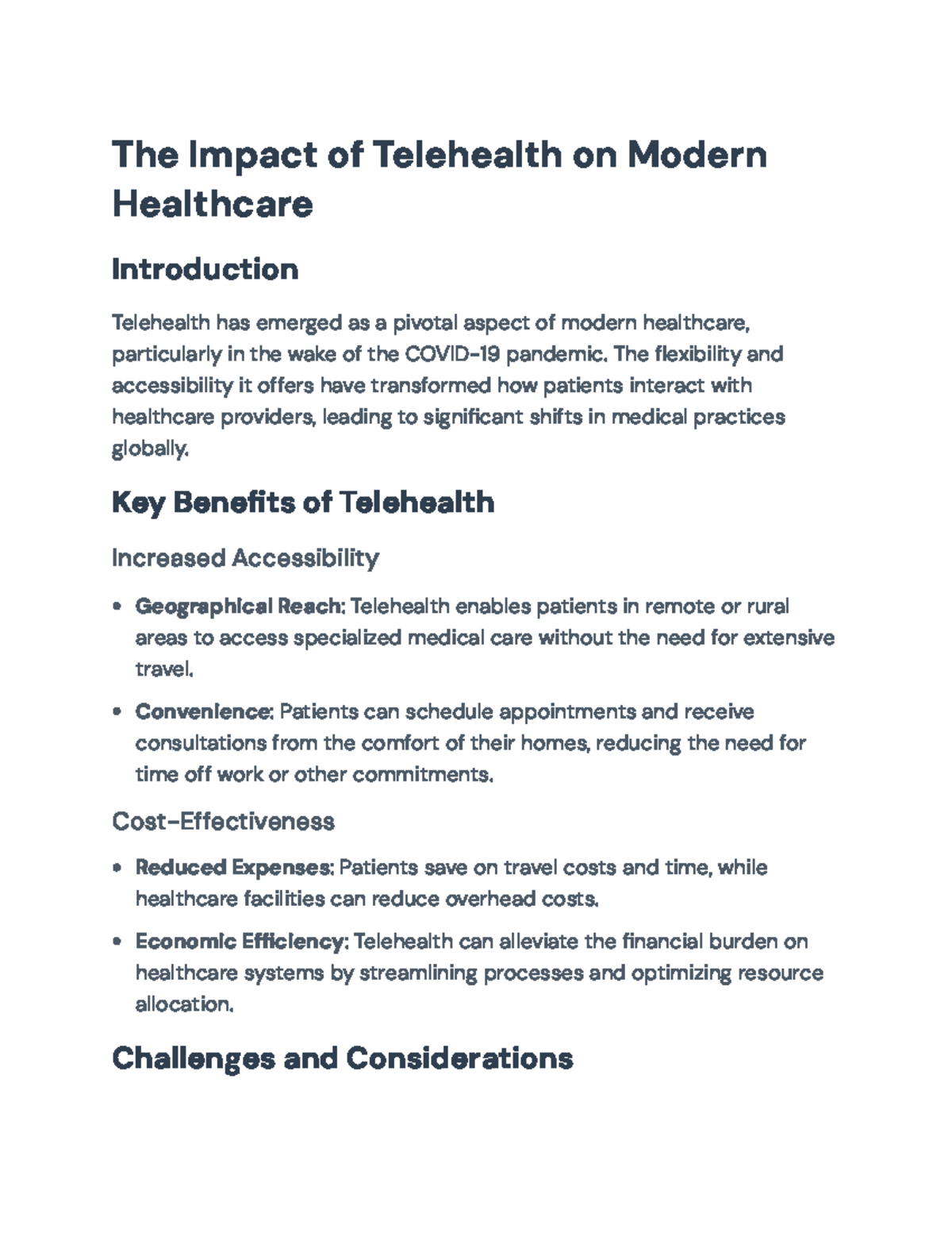 The Impact of Telehealth on Modern Healthcare: Benefits and Challenges ...