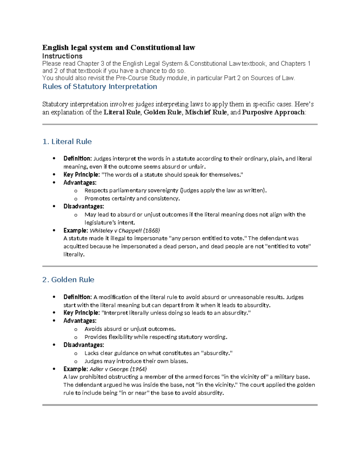 Notes on English Legal System & Constitutional Law - Key Concepts - Studocu