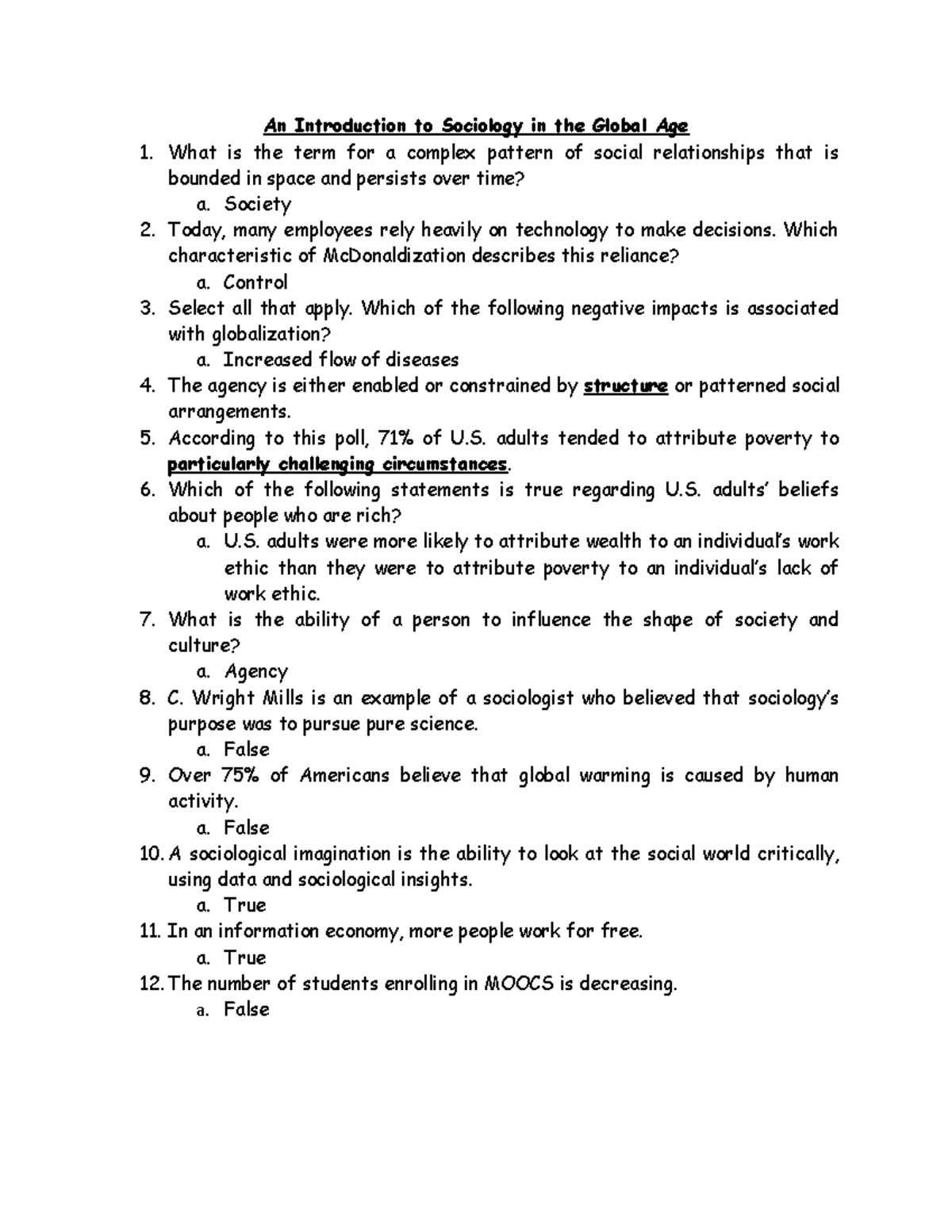An Introduction to Sociology in the Global Age - Society Today, many ...