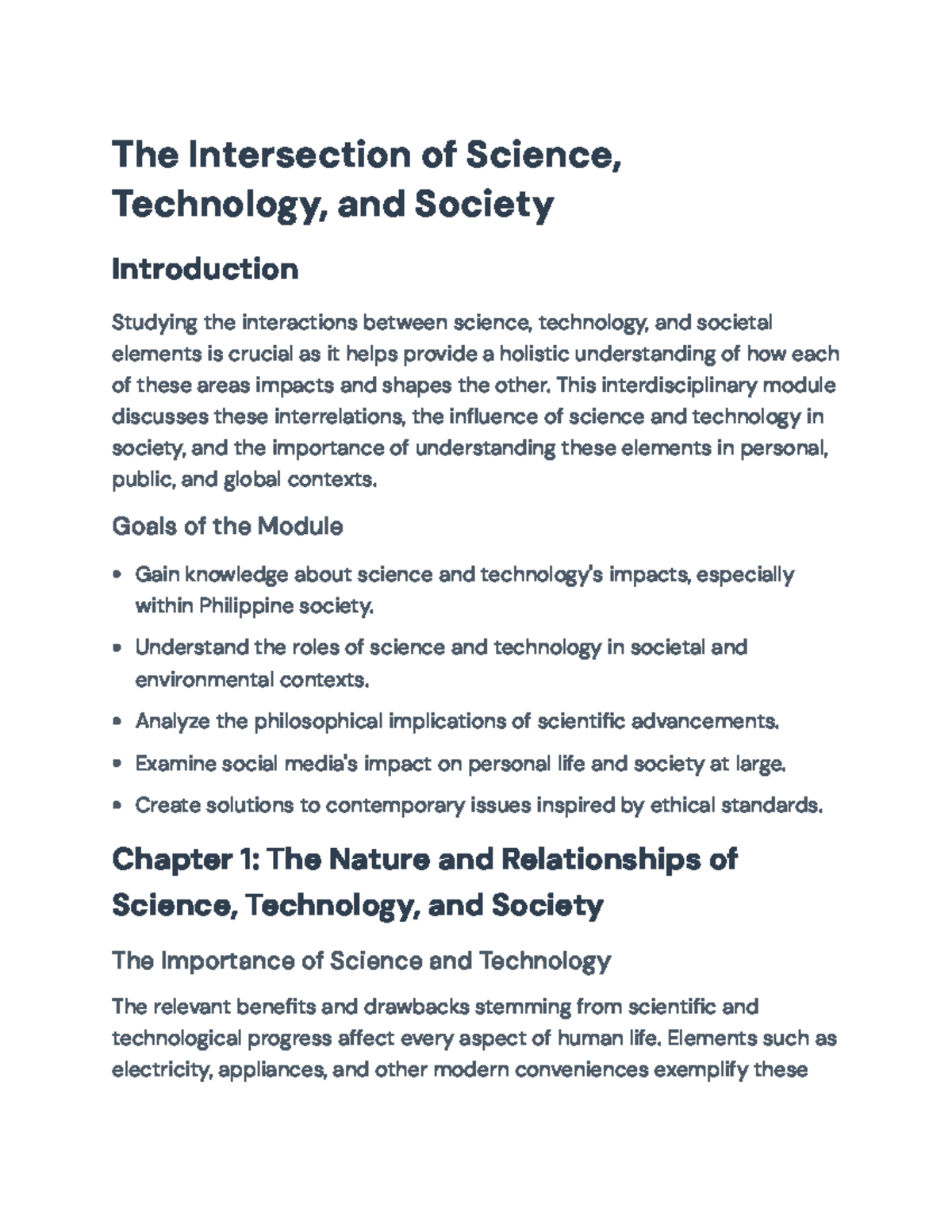 Exploring STS: Science, Technology, and Society Interconnections - Studocu