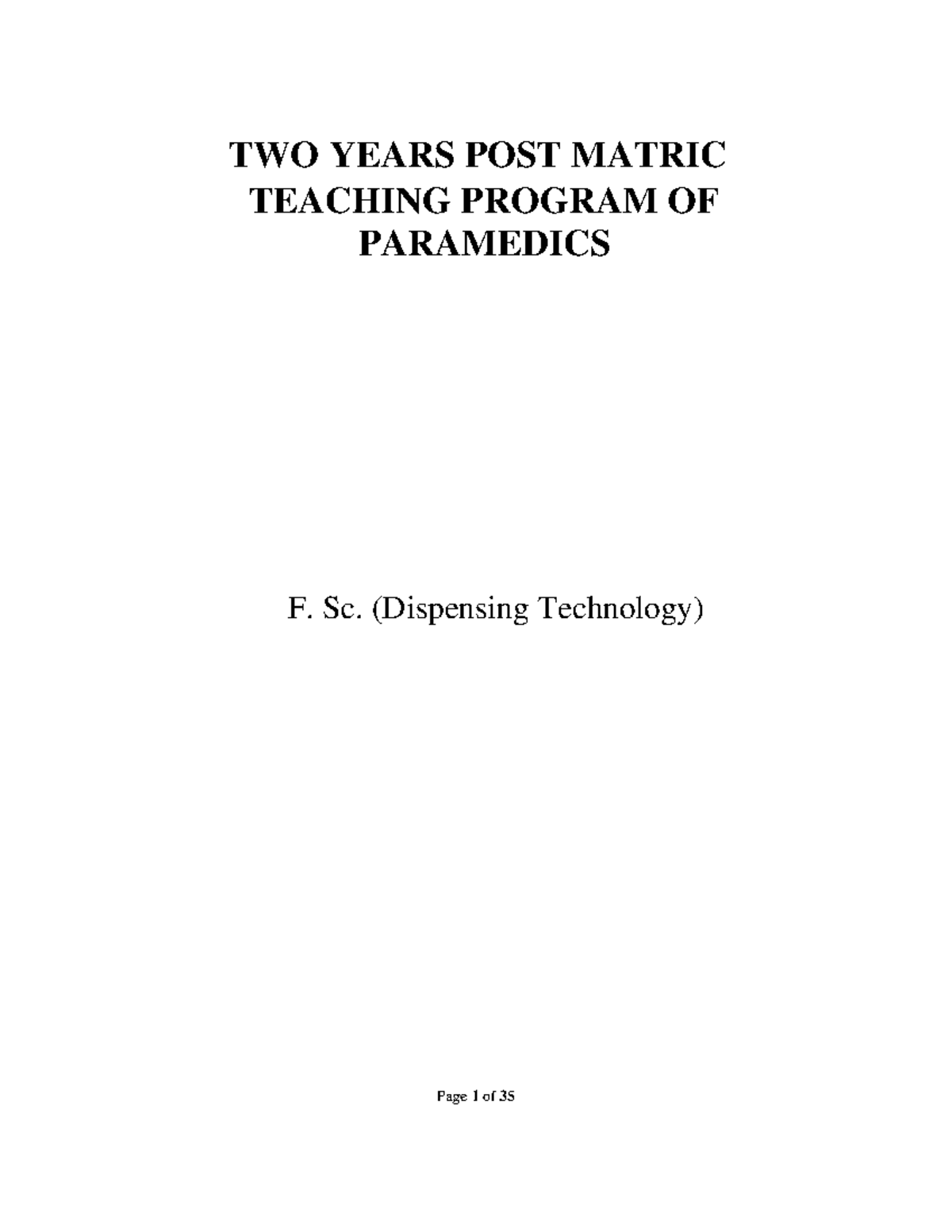 F. Sc. Dispensing Technology: Comprehensive Course Overview - Studocu