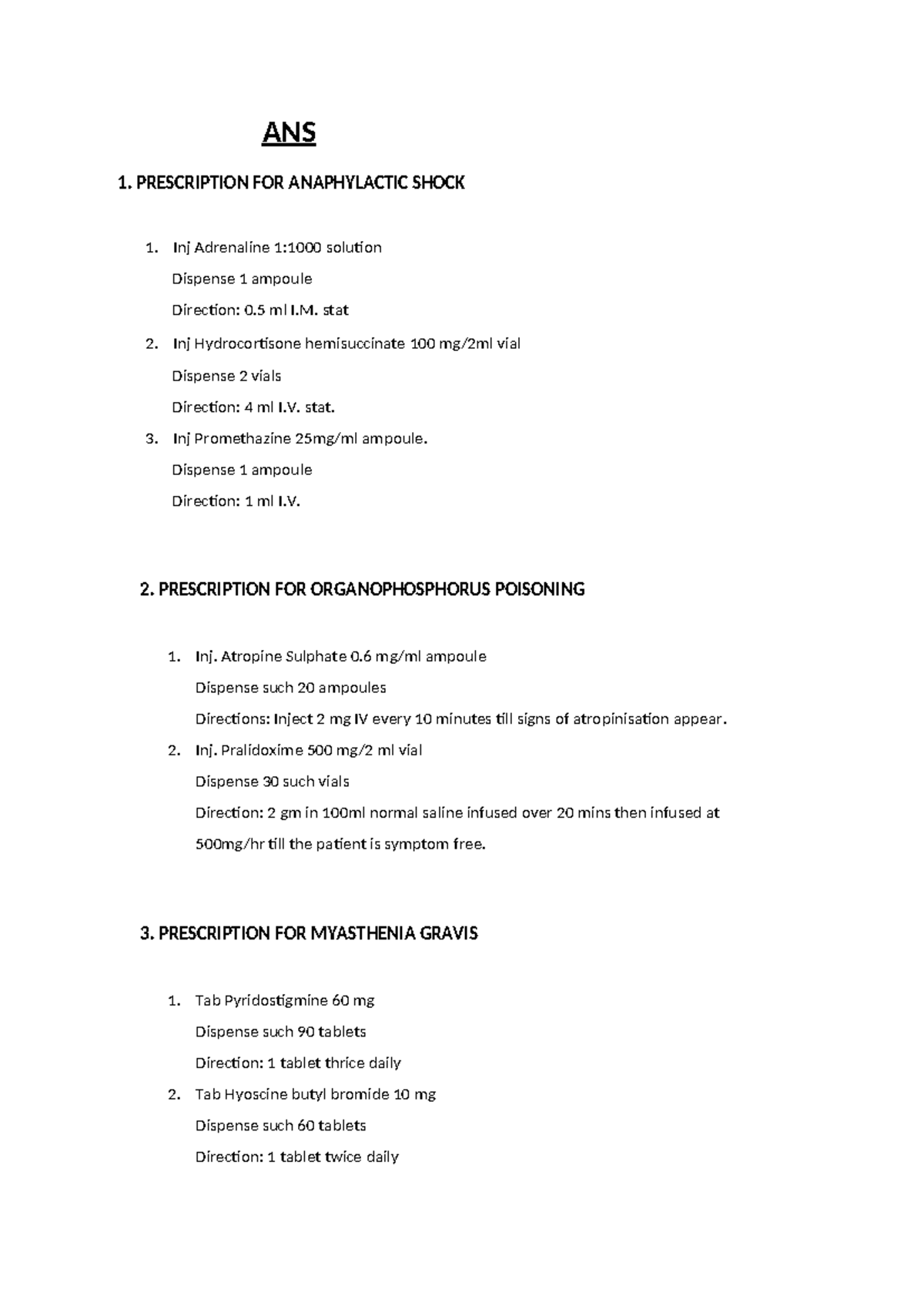 Dental Prescription Guidelines for Various Conditions (ANS 1) - Studocu