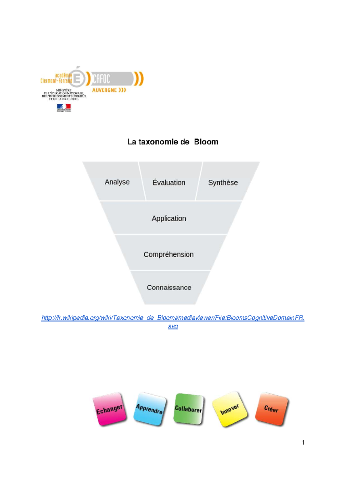 S2 Taxonomie de Bloom : Niveaux Cognitifs et Verbes Associés - Studocu