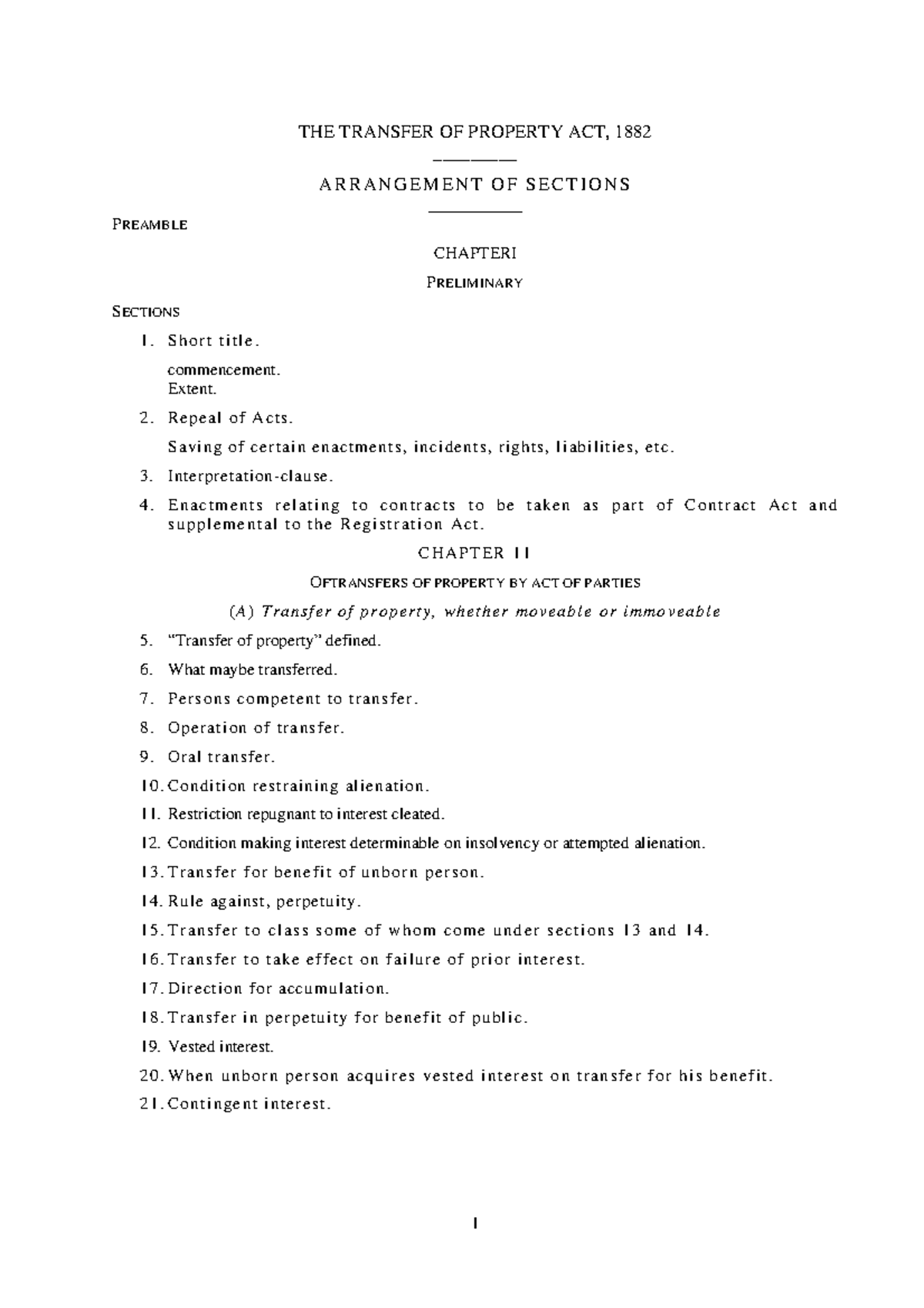 Transfer of Property Act, 1882: Complete Section Arrangement Guide ...