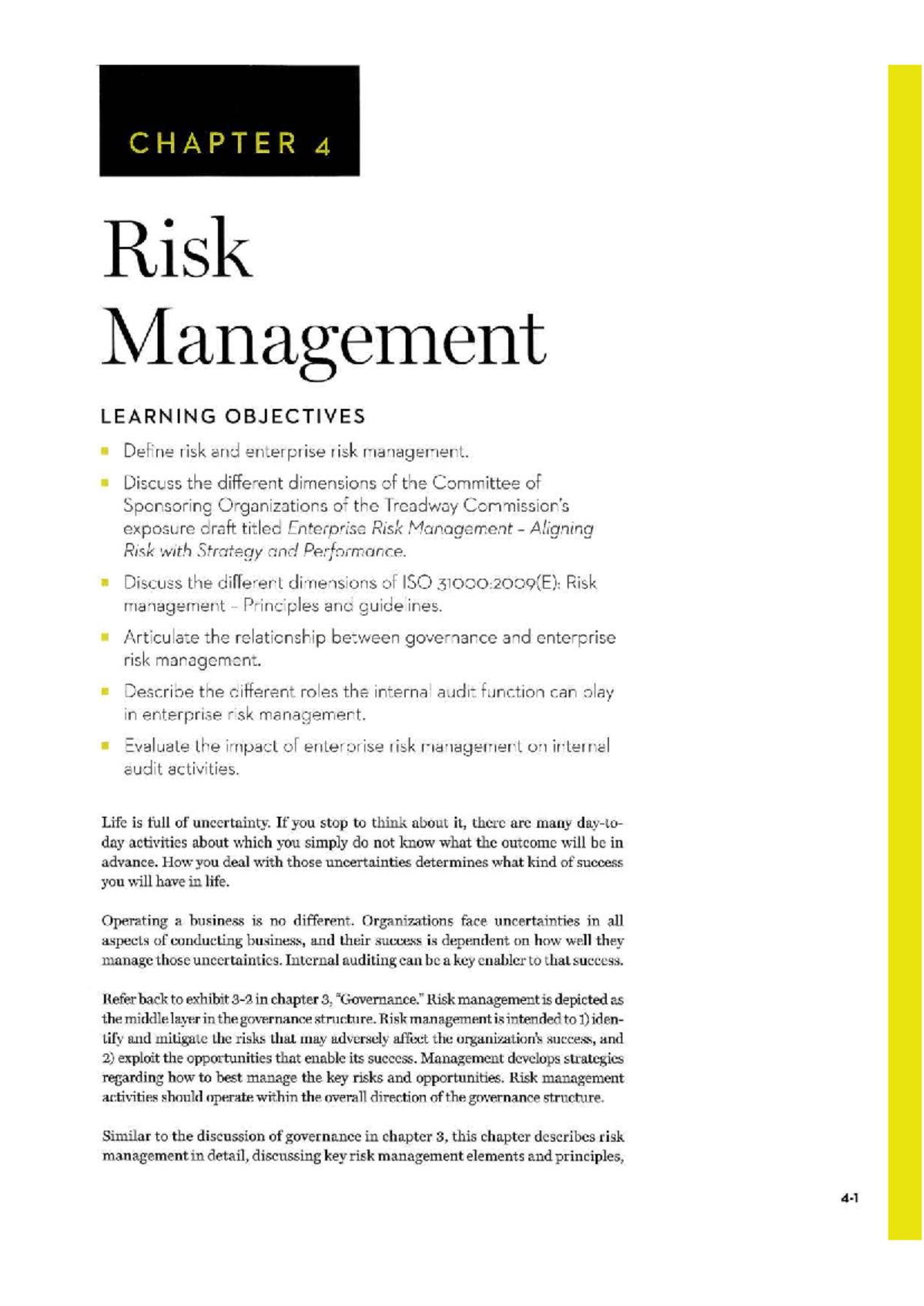 Chapter 4: Risk Management and Enterprise Risk Framework (ERM) - Studocu
