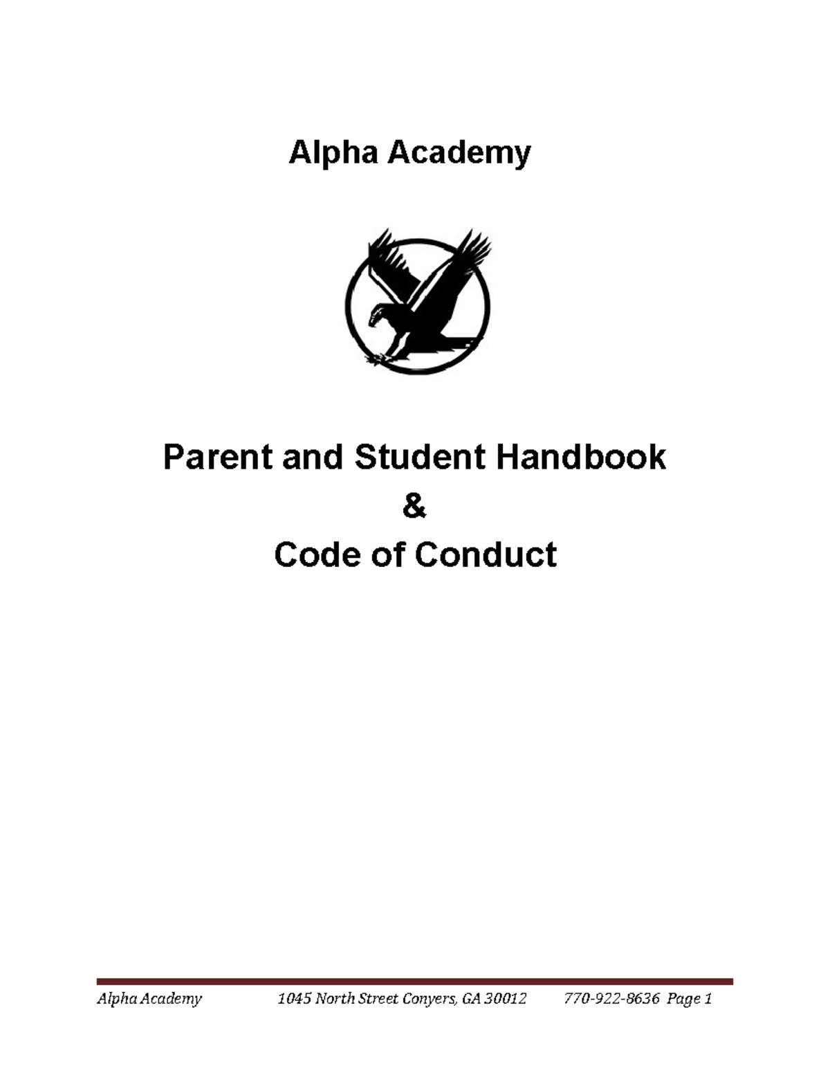Alpha Academy Parent & Student Handbook: Code of Conduct Guide - Studocu