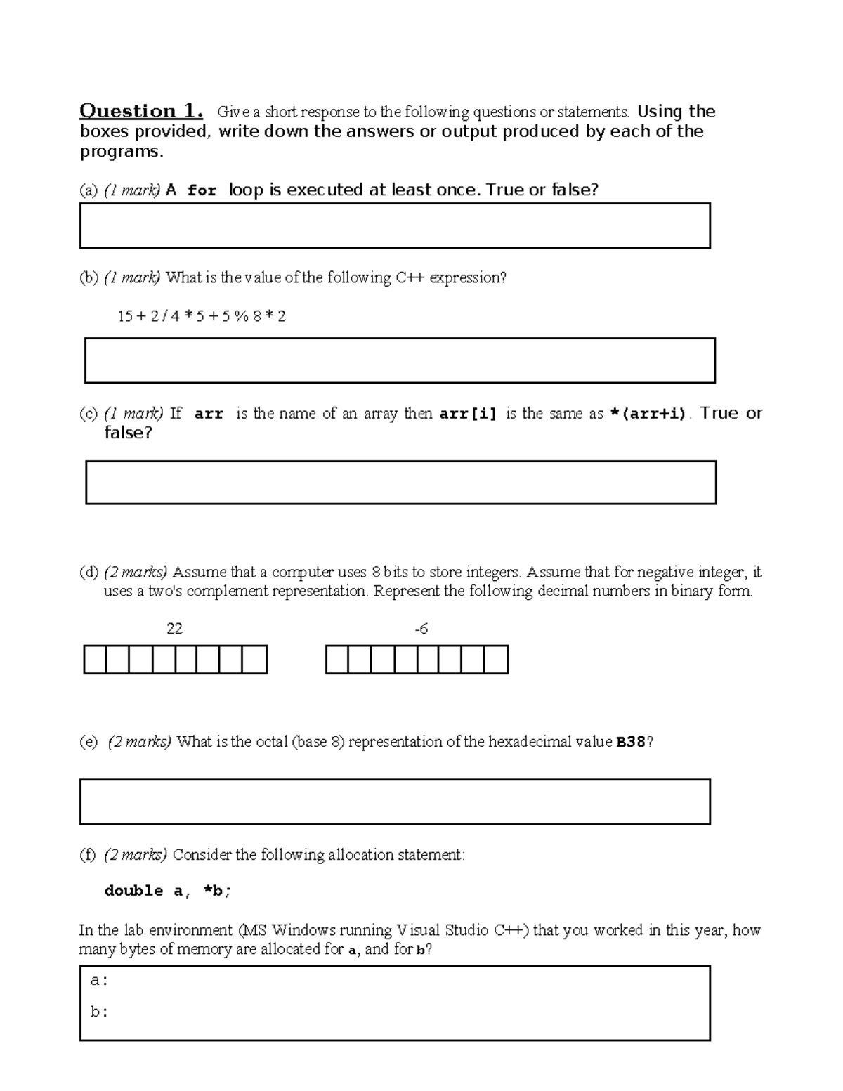 Final Exam 2007 C++ Problems and Solutions - Studocu