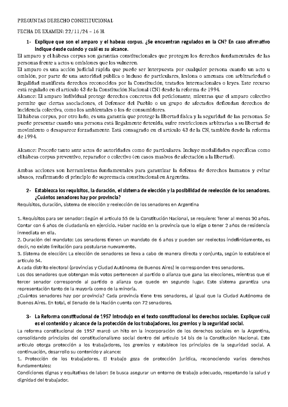 Preguntas para el Examen Final de Derecho Constitucional (DC-2024 ...