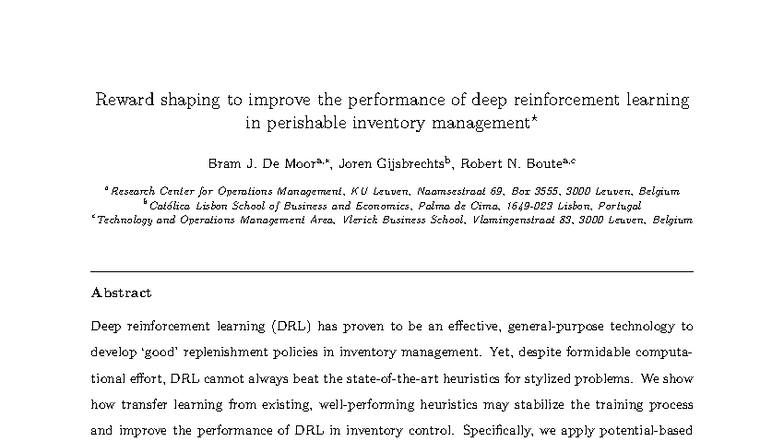 Reward Shaping in Deep Reinforcement Learning for Perishable Inventory ...