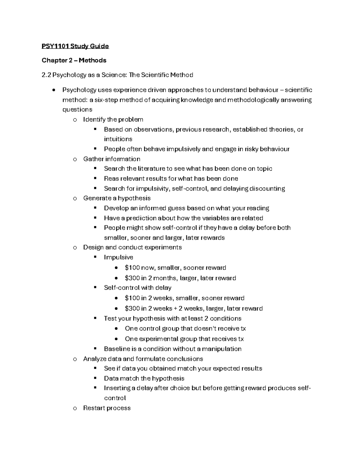 PSY1101 Study Guide - Lecture Notes on Research Methods and Biology ...