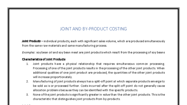 Joint and By Product Costing Module - JOINT AND BY-PRODUCT COSTING ...