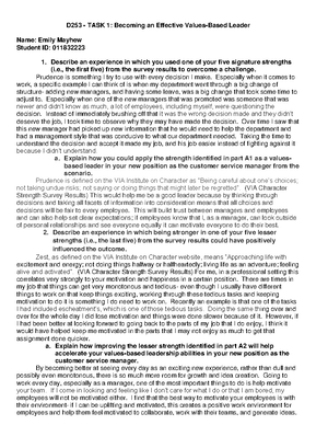 Task 1 D354 - D354 task 1 passed - Section 1: Workforce Planning A1. To ...