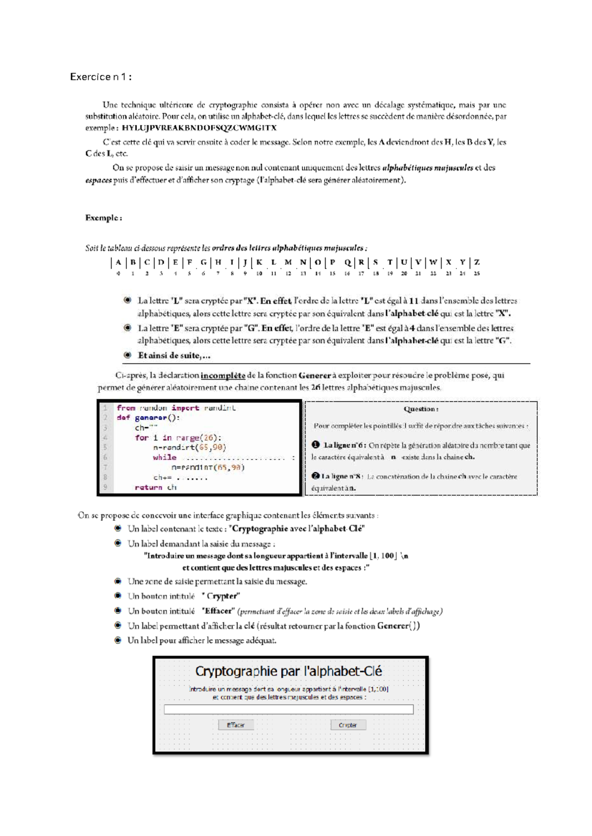 Série 2 : Cryptographie et Interface Graphique en Python - Studocu