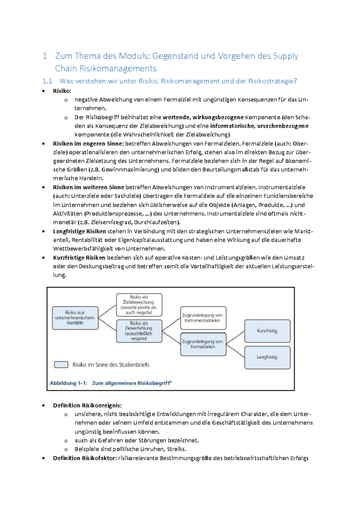 Zusammenfassung Heft 1: Supply Chain Risikomanagement und Strategien ...
