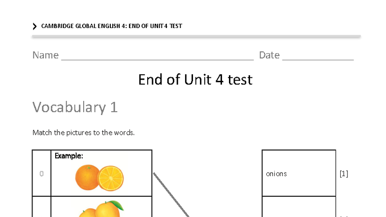 CAMBRIDGE GLOBAL ENGLISH 4: UNIT 4 TEST PRACTICE - Studocu