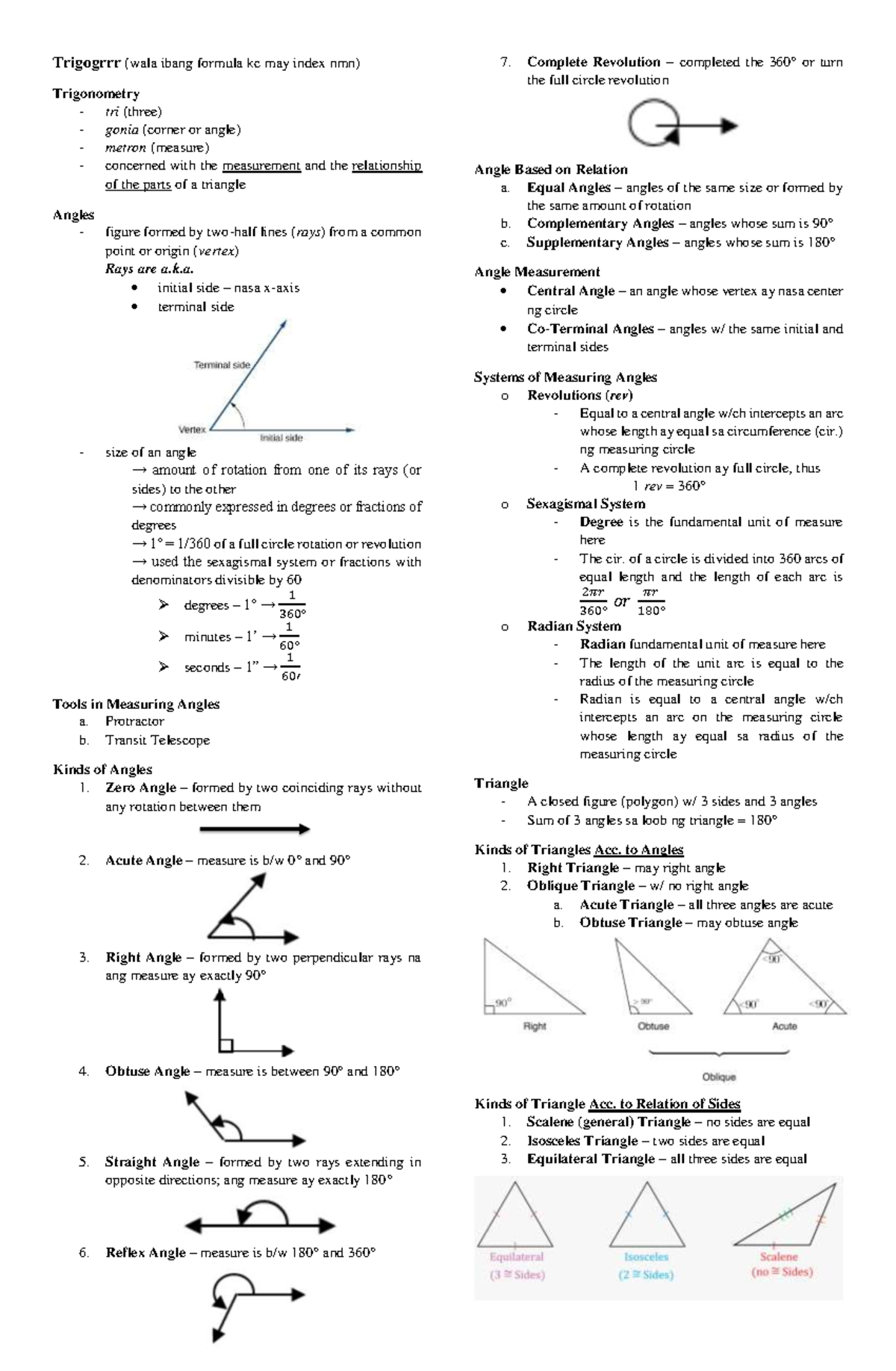 Trigogrrr - notes - Trigogrrr (wala ibang formula kc may index nmn ...