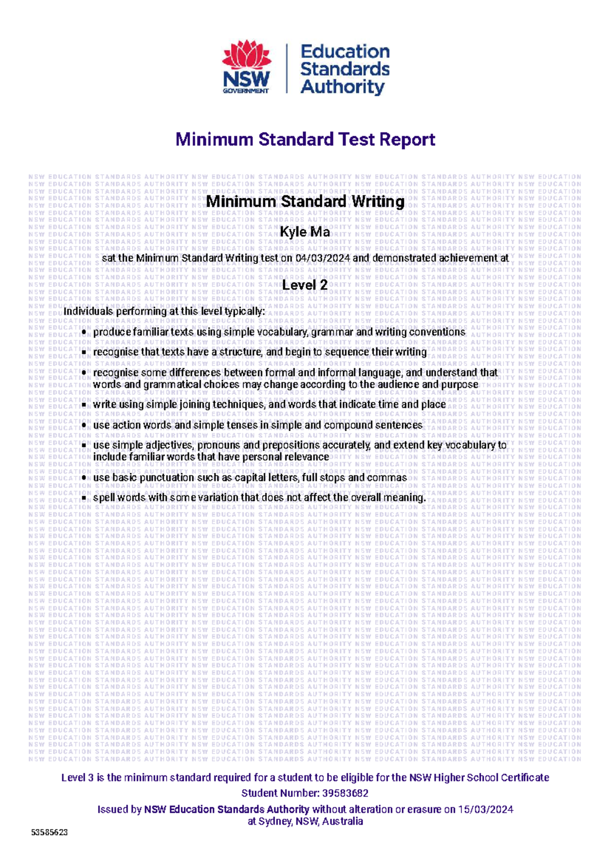 Minimum Standard Writing Test Report - Kyle Ma (API2054455) - Studocu